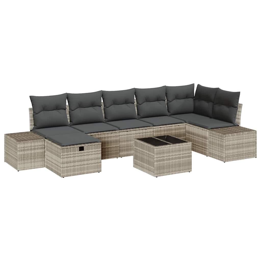 Garten-Sofa-Set 8 pcs Hellgrau 55 x 62 x 69 cm Poly Rattan